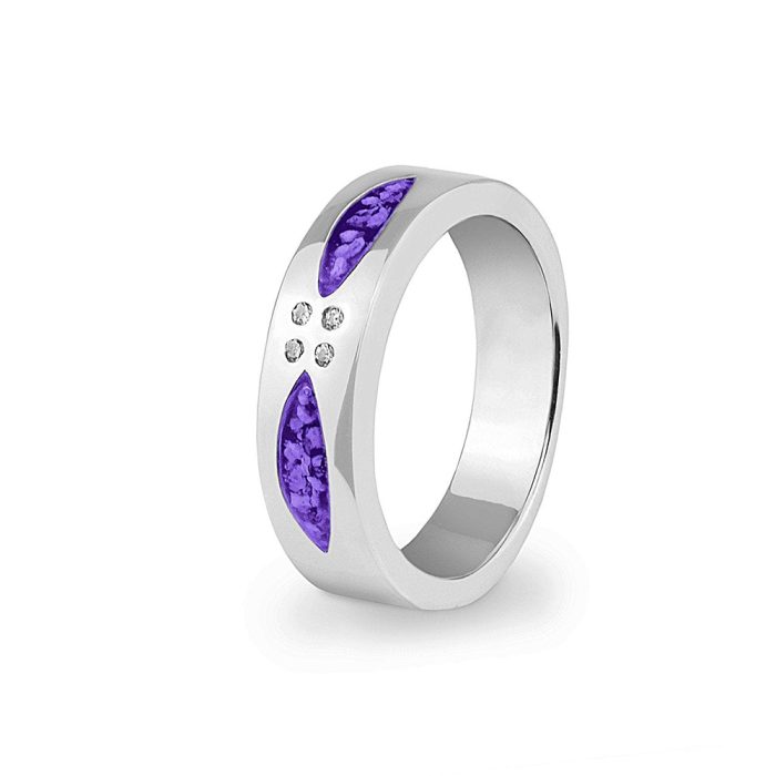 Unisex Four Together Memorial Ashes Ring with Fine Crystals