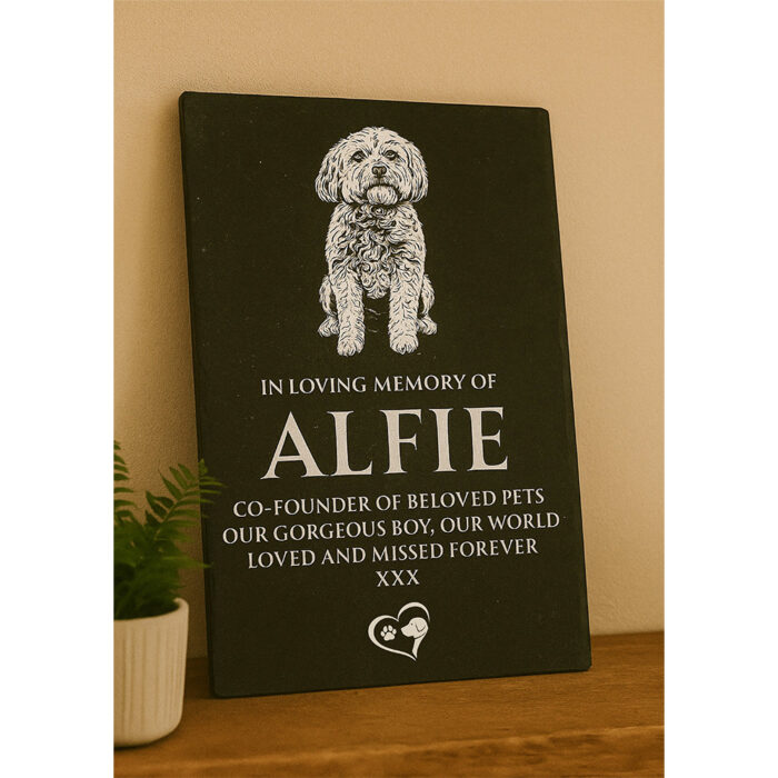 Black Granite Bespoke Memorial Portrait Plaque 40cm x 30cm - Image 3