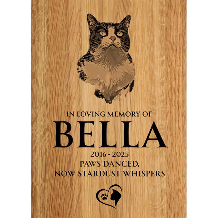 Oak Bespoke Pet Memorial Portrait Plaque 33cm x 24cm - Image 2