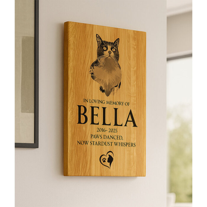Oak Bespoke Pet Memorial Portrait Plaque 33cm x 24cm