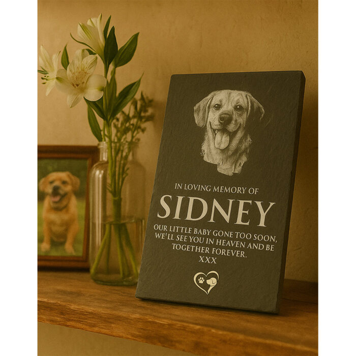 Welsh Slate Bespoke Pet Memorial Portrait Plaque 33cm x 24cm - Image 3