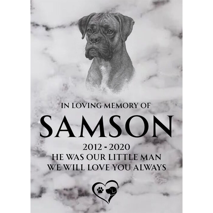 Marble Bespoke Pet Memorial Portrait Plaque 33cm x 24cm - Image 2