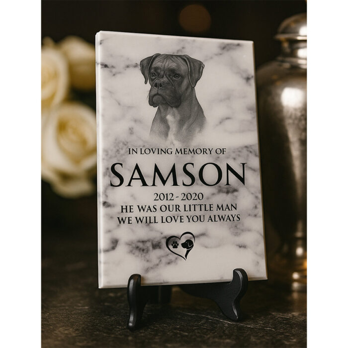 Marble Bespoke Pet Memorial Portrait Plaque 33cm x 24cm - Image 3