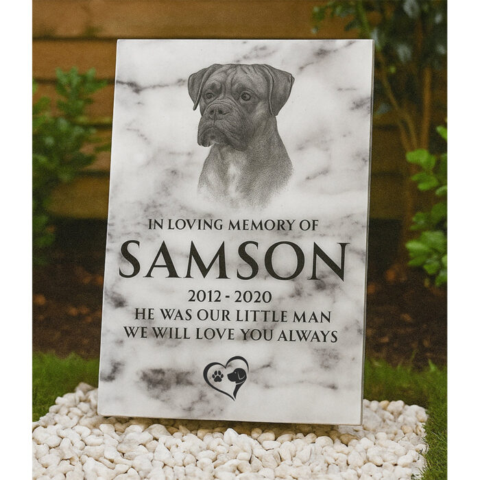 Marble Bespoke Pet Memorial Portrait Plaque 33cm x 24cm